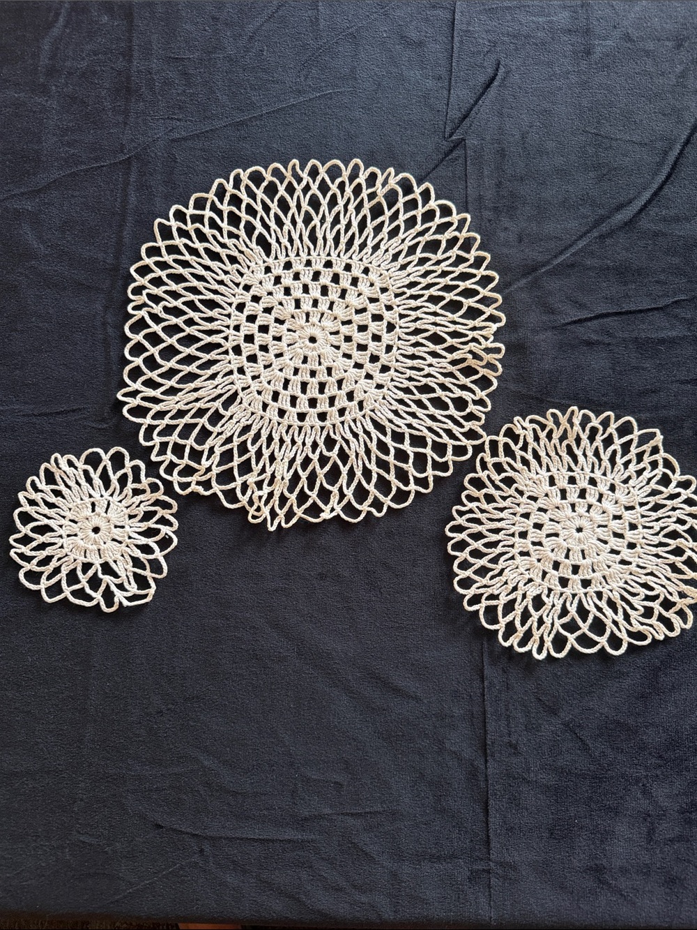 Vintage Handmade Crochet Doilies - Cream Decorative Set Cottagecore Decor